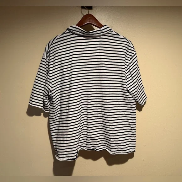 Frank & Eileen Patty Popover short-sleeve Henley white & navy striped XL - Picture 8 of 8